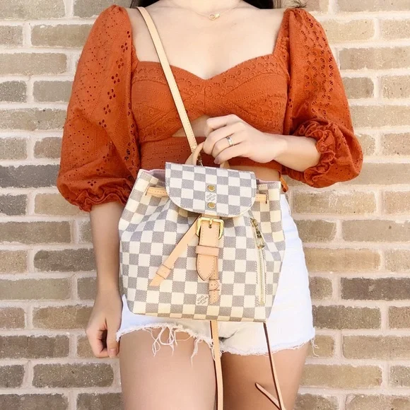 Authentic🥰Louis Vuitton Sperone BB Mini Backpack Damier Azur Rose Ballerine - Picture 2 of 10